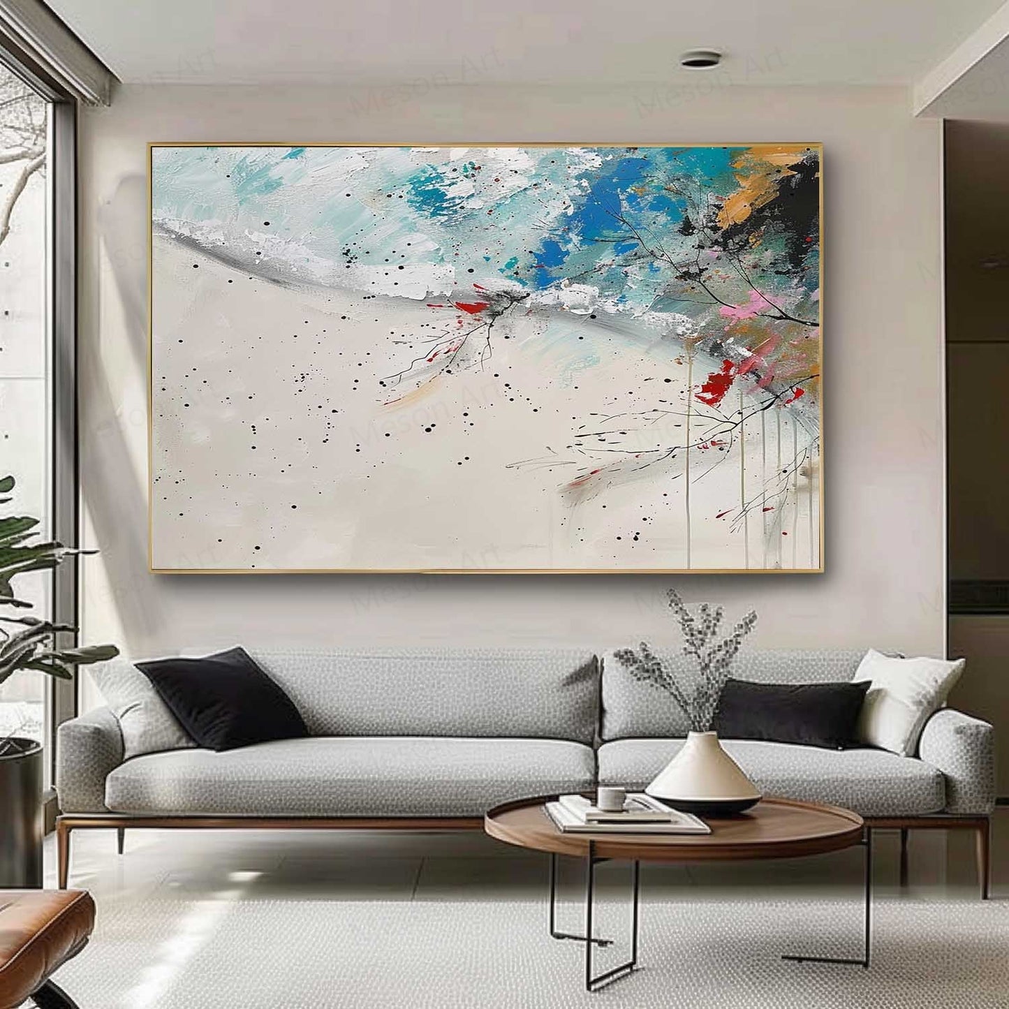 Abstract Landscape Oil Painting with Vibrant Colors and Textured Brushstrokes