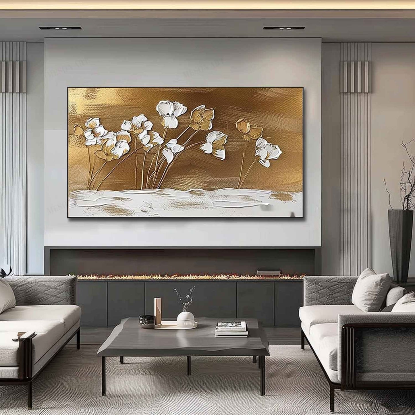 Elegant Floral Texture Oil Painting for Contemporary Home Decor