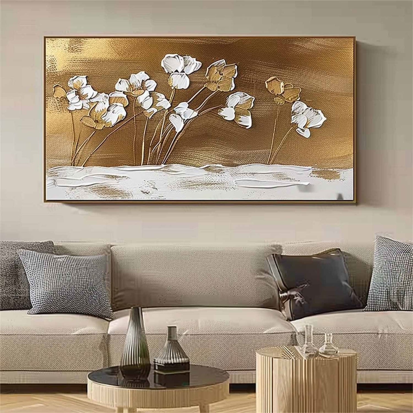 Elegant Floral Texture Oil Painting for Contemporary Home Decor