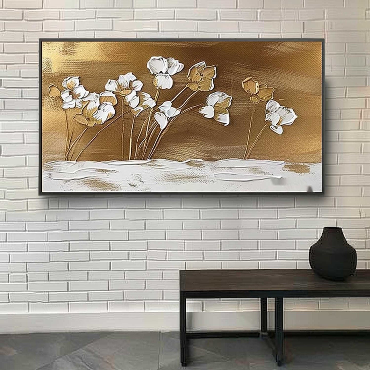 Elegant Floral Texture Oil Painting for Contemporary Home Decor