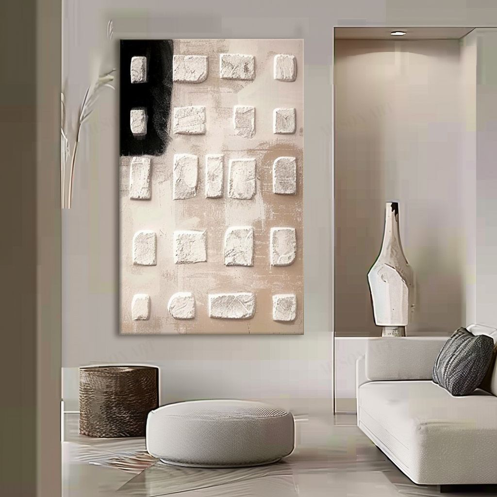 Minimalist Wabi-Sabi Textured Wall Art for Modern Home Decor