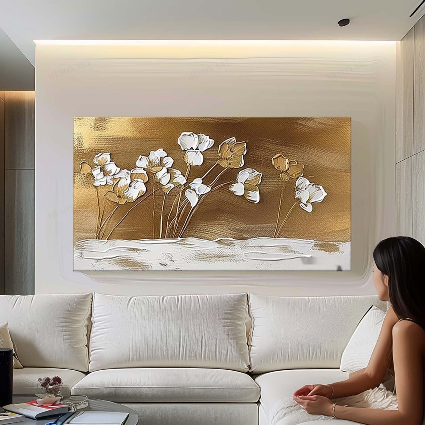 Elegant Floral Texture Oil Painting for Contemporary Home Decor