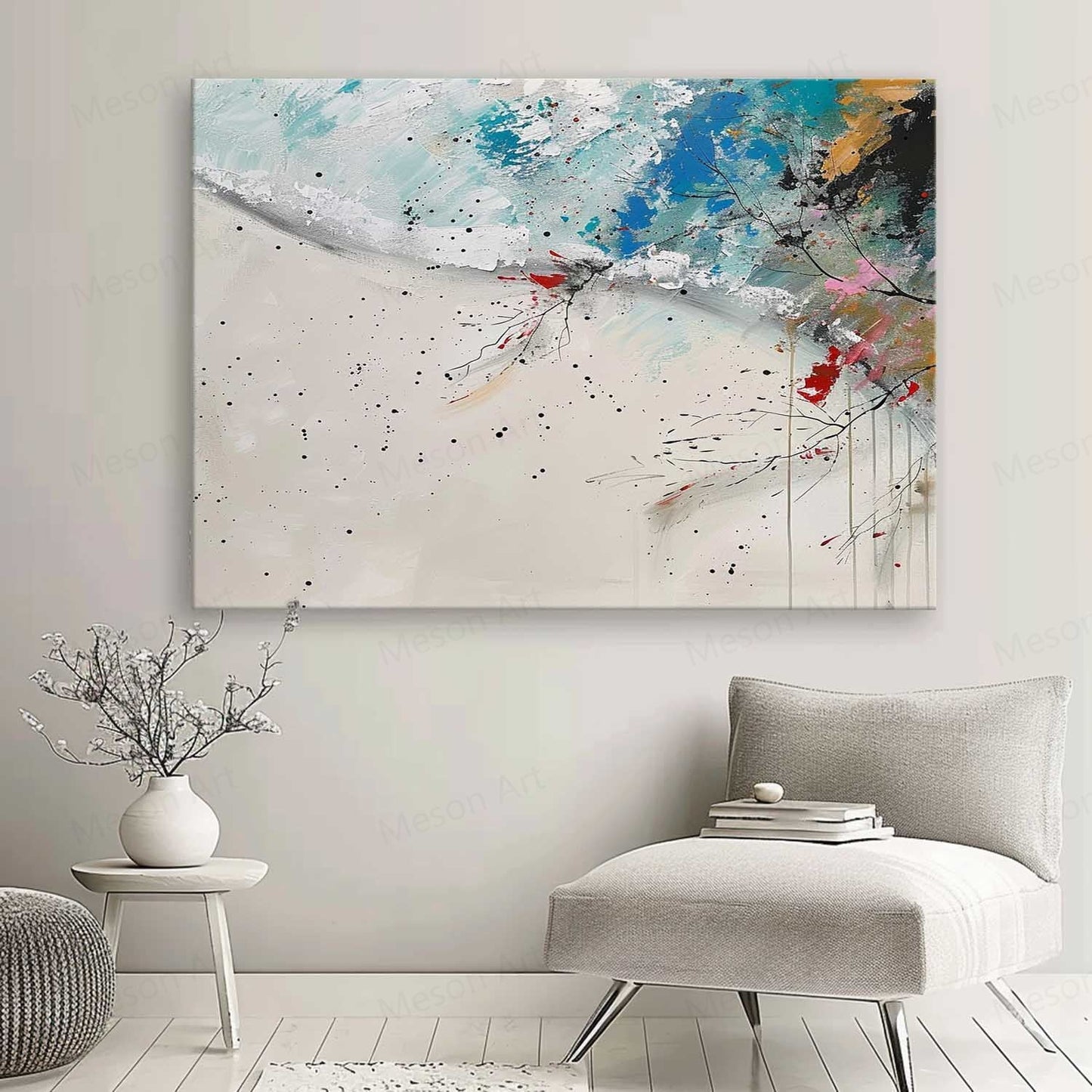 Abstract Landscape Oil Painting with Vibrant Colors and Textured Brushstrokes