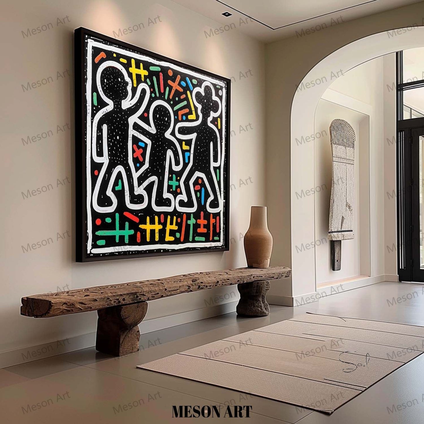 Colorful Abstract Figures in Modern Graffiti Style Oil Painting