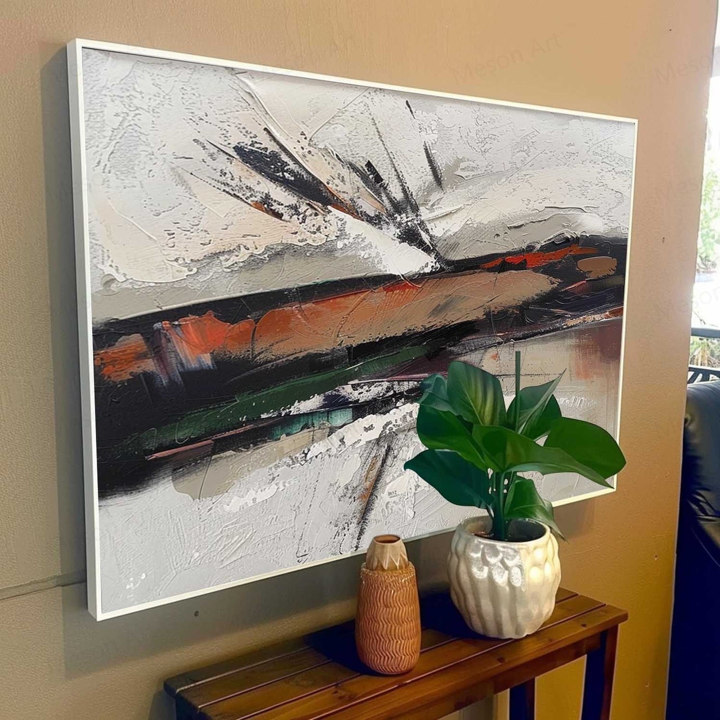 Abstract Wabi-Sabi Oil Painting for Modern Home Decor and Art Lovers