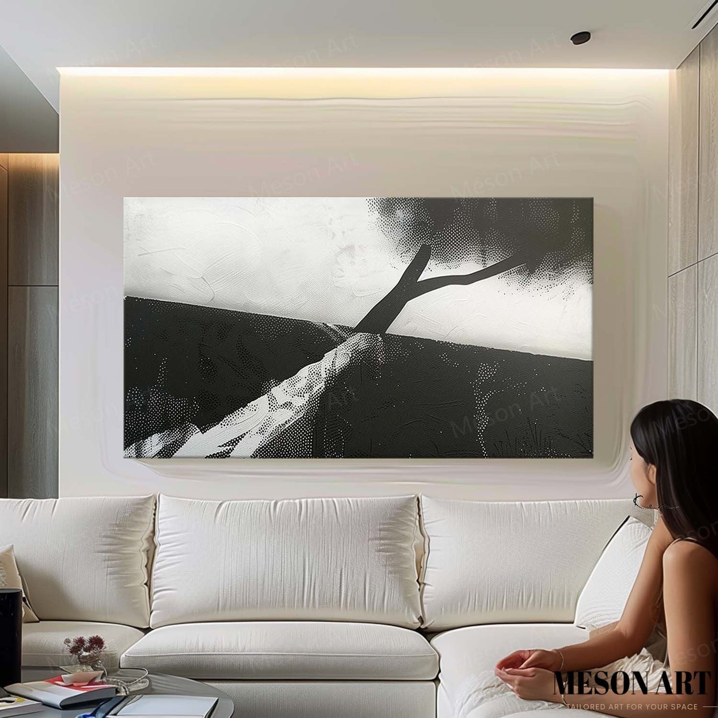 Modern Minimalist Oil Painting for Elegant Home Decor