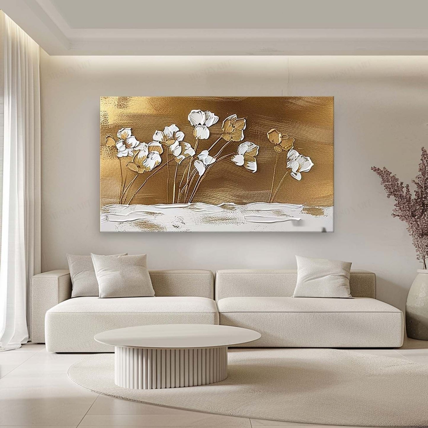 Elegant Floral Texture Oil Painting for Contemporary Home Decor
