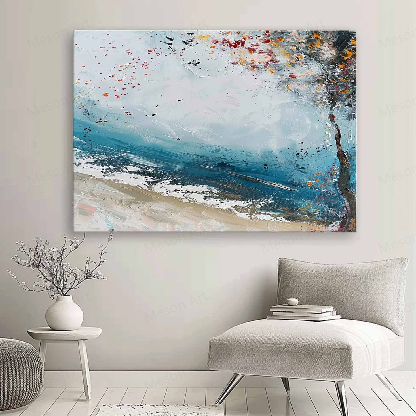Vibrant Coastal Landscape Oil Painting for Home Decor and Art Collectors
