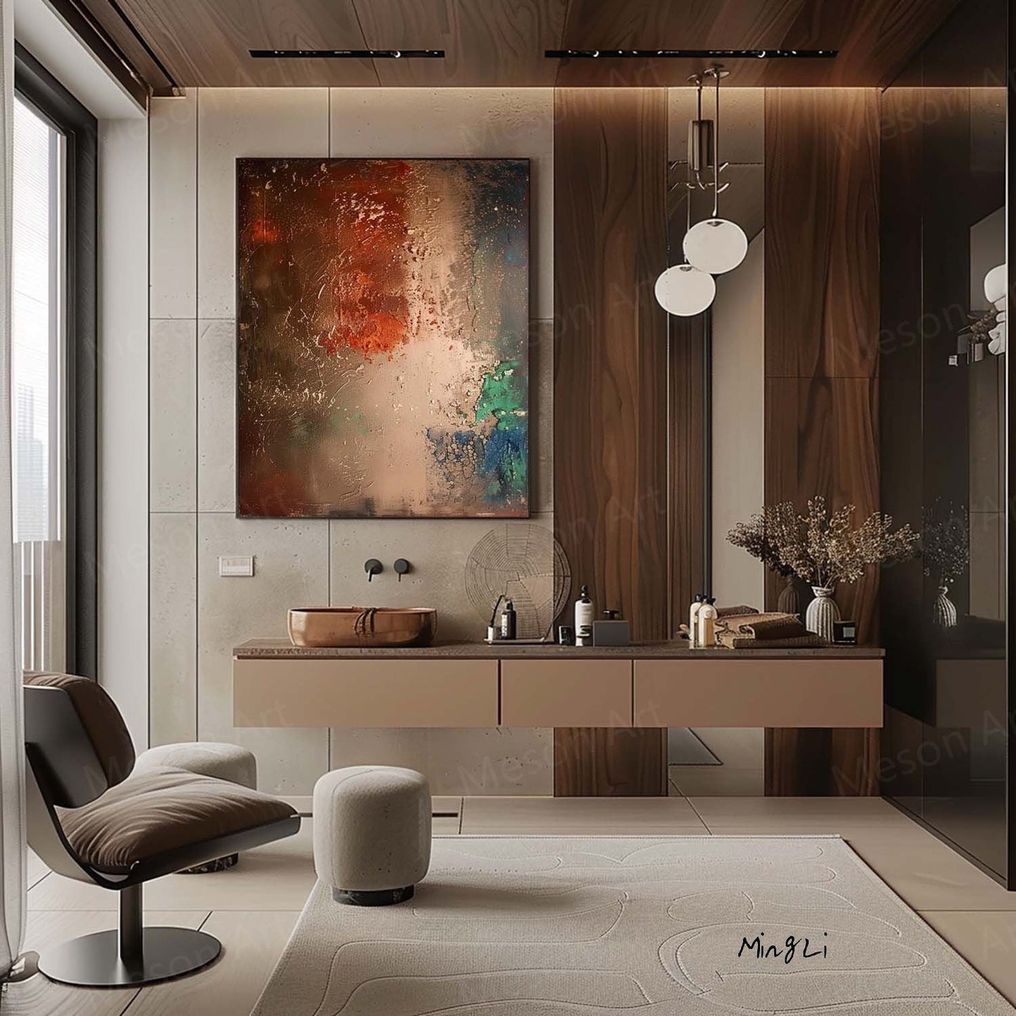 Abstract Wabi-Sabi Oil Painting for Modern Home Decor
