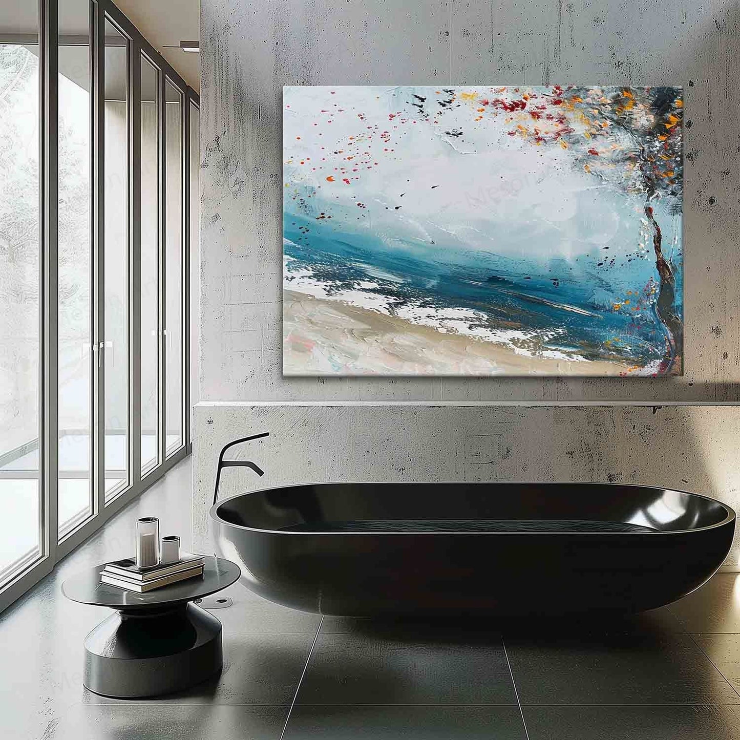 Vibrant Coastal Landscape Oil Painting for Home Decor and Art Collectors