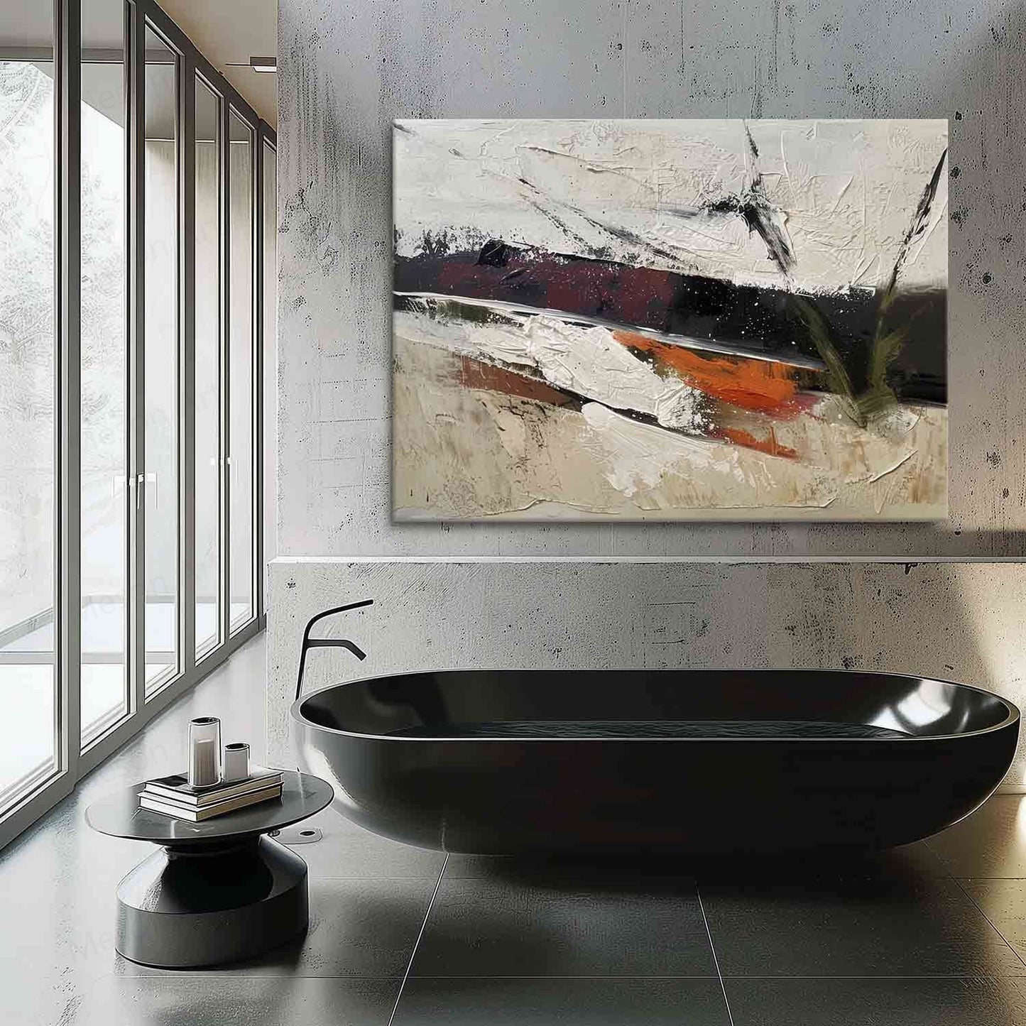 Abstract Wabi-Sabi Landscape Oil Painting for Modern Home Decor