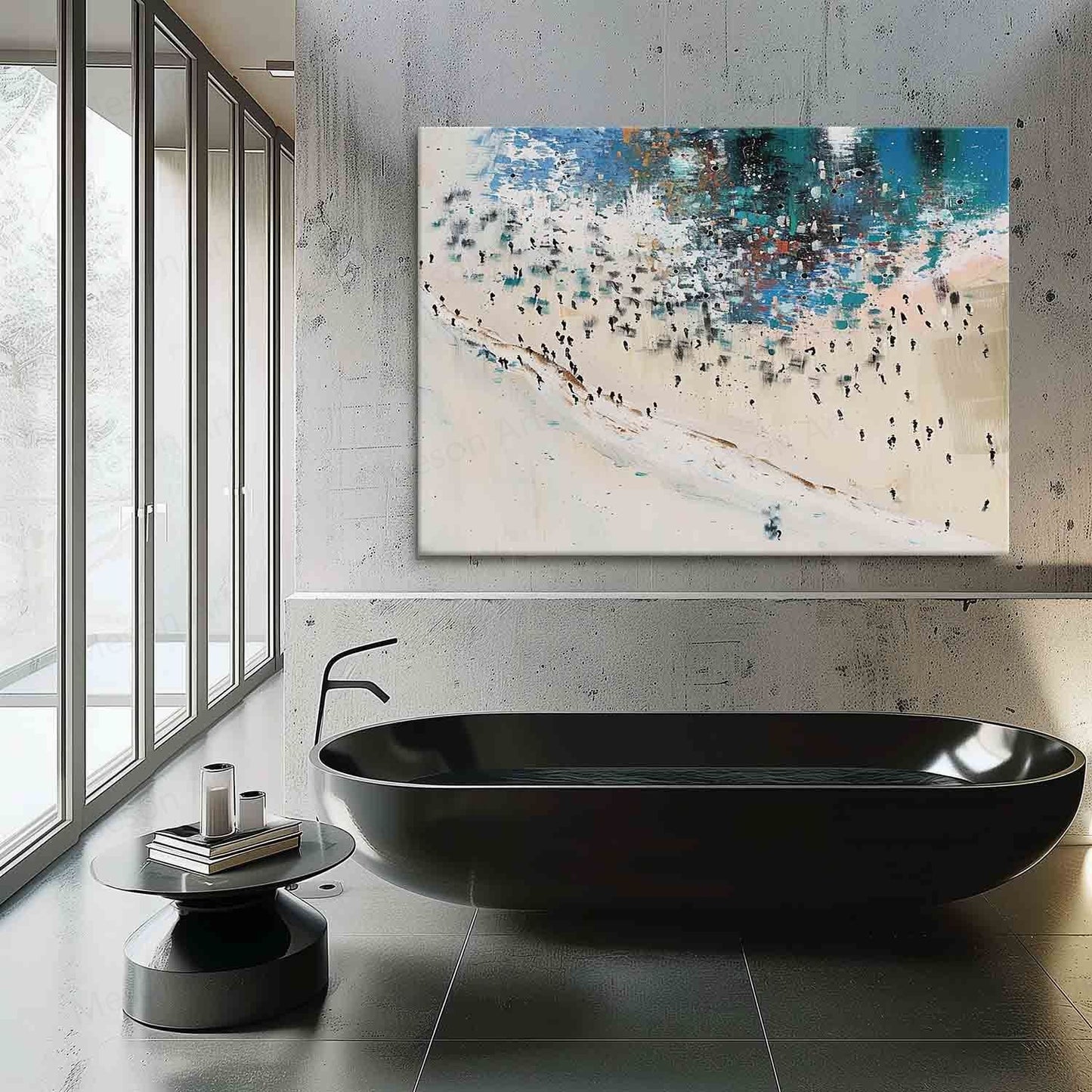 Abstract Coastal Landscape Oil Painting for Modern Home Decor