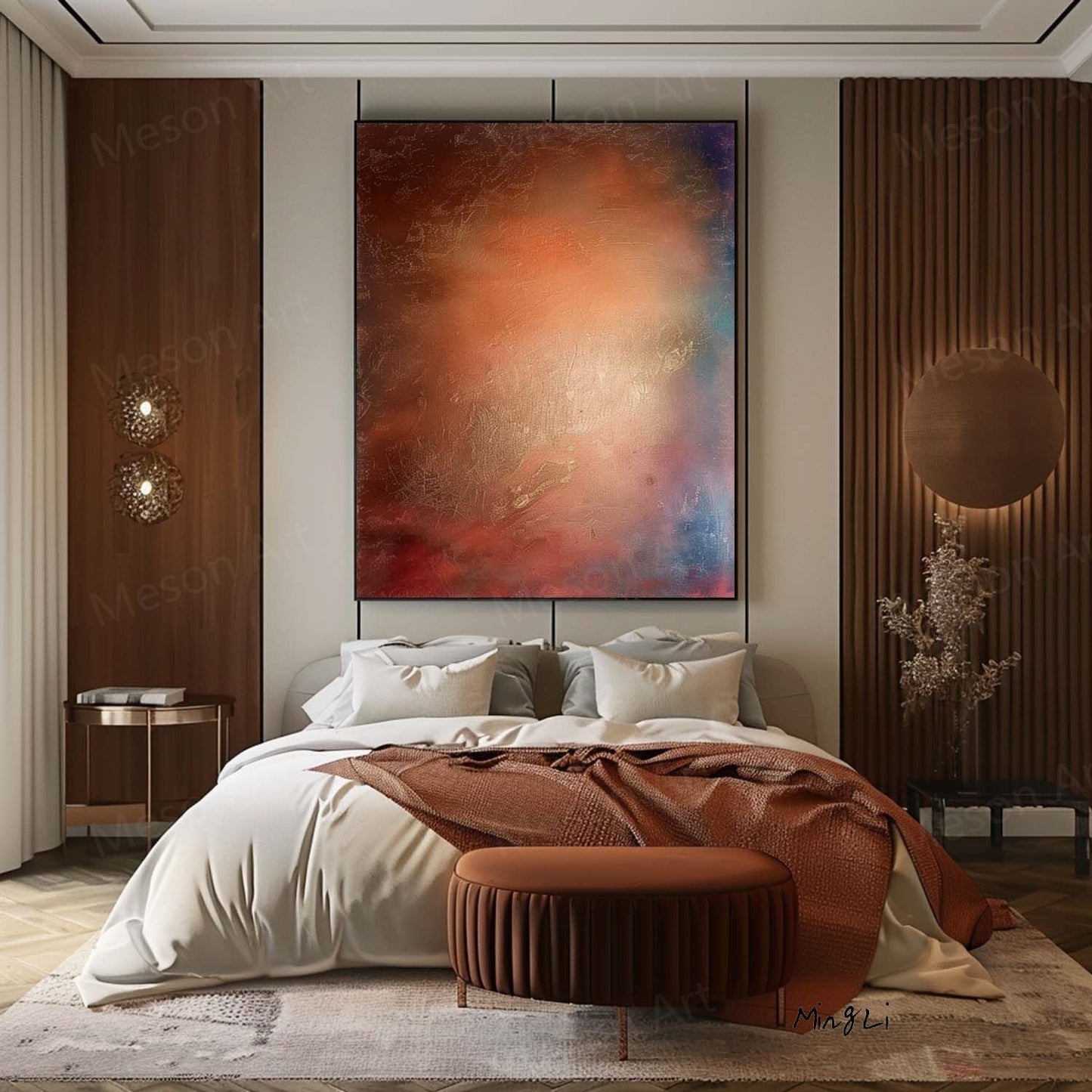 Abstract Wabi-Sabi Oil Painting for Tranquil Home Decor