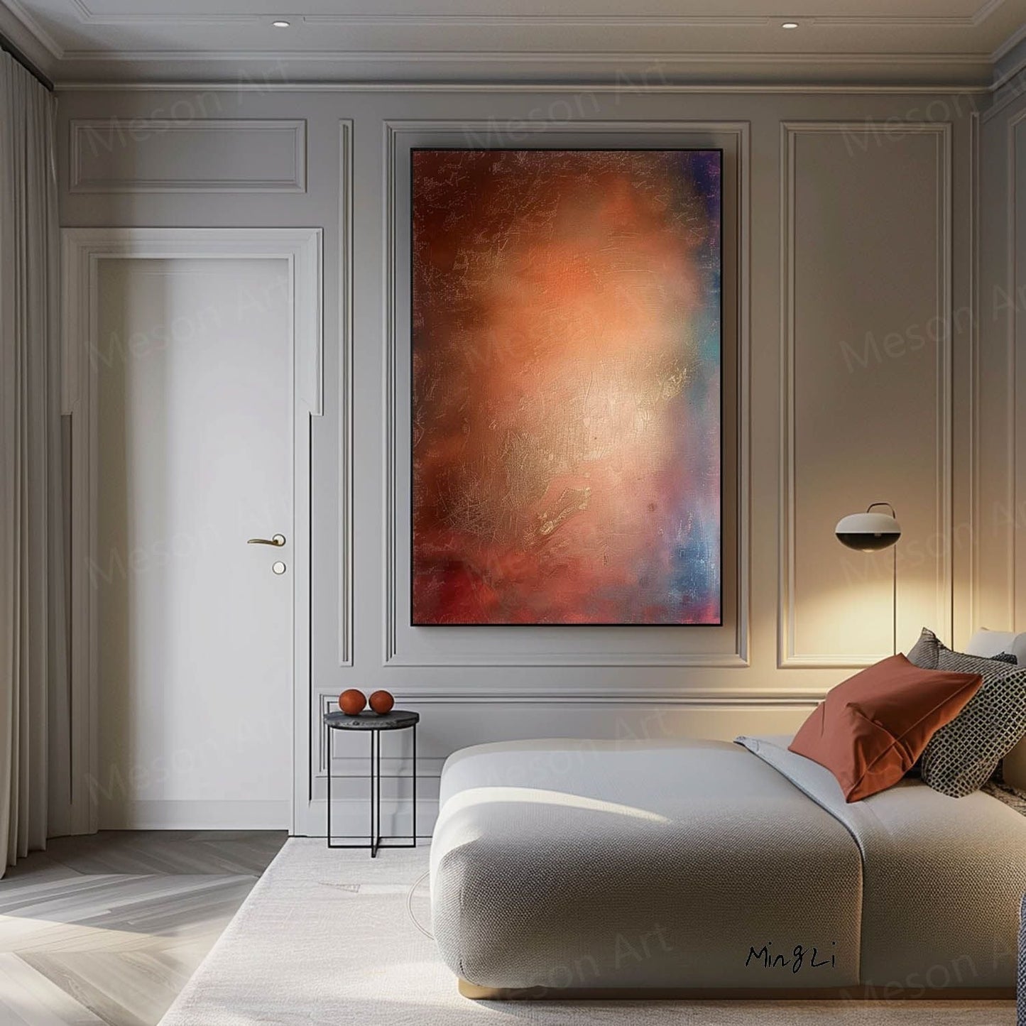 Abstract Wabi-Sabi Oil Painting for Tranquil Home Decor