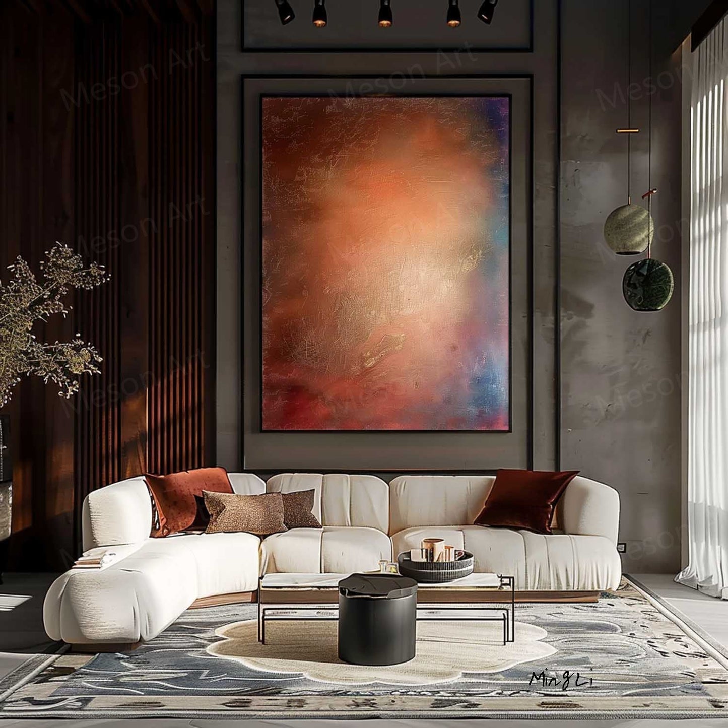 Abstract Wabi-Sabi Oil Painting for Tranquil Home Decor