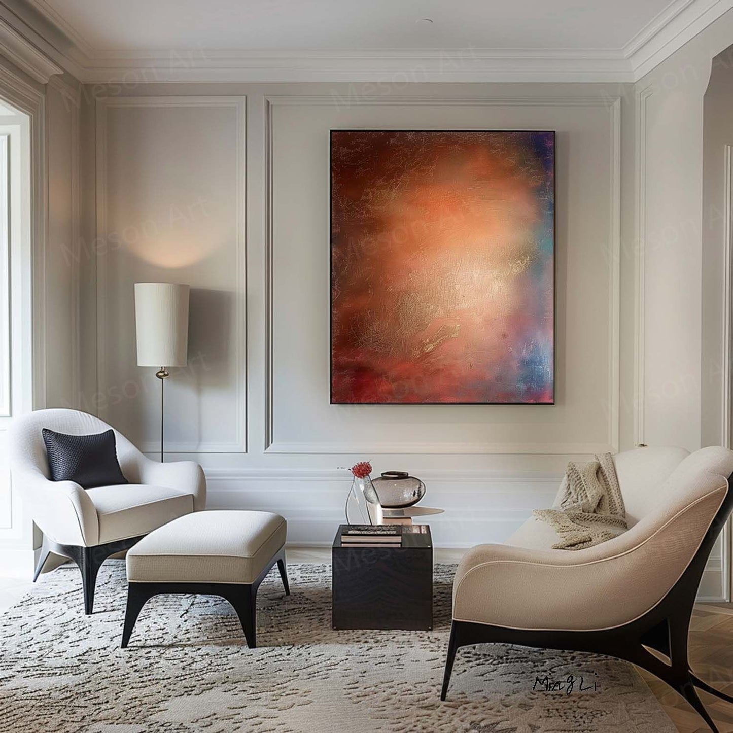 Abstract Wabi-Sabi Oil Painting for Tranquil Home Decor