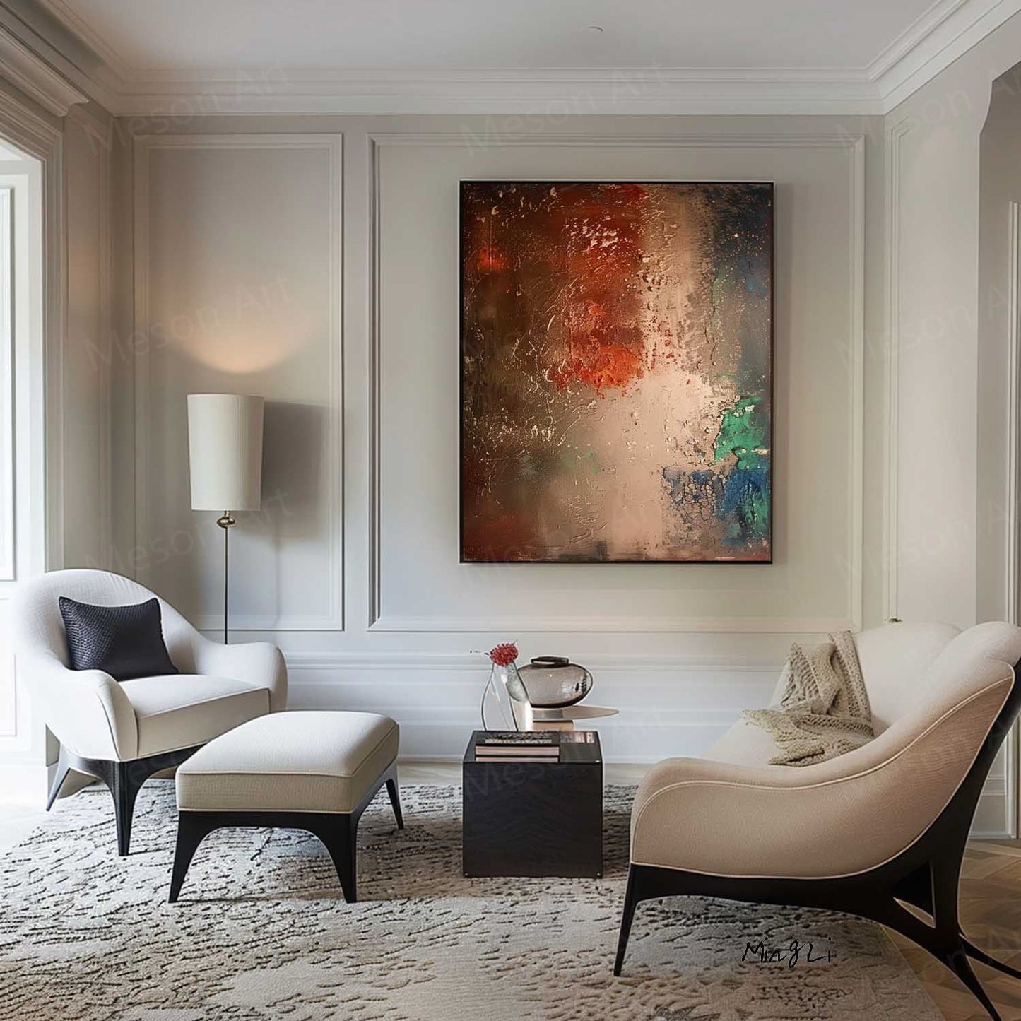 Abstract Wabi-Sabi Oil Painting for Modern Home Decor