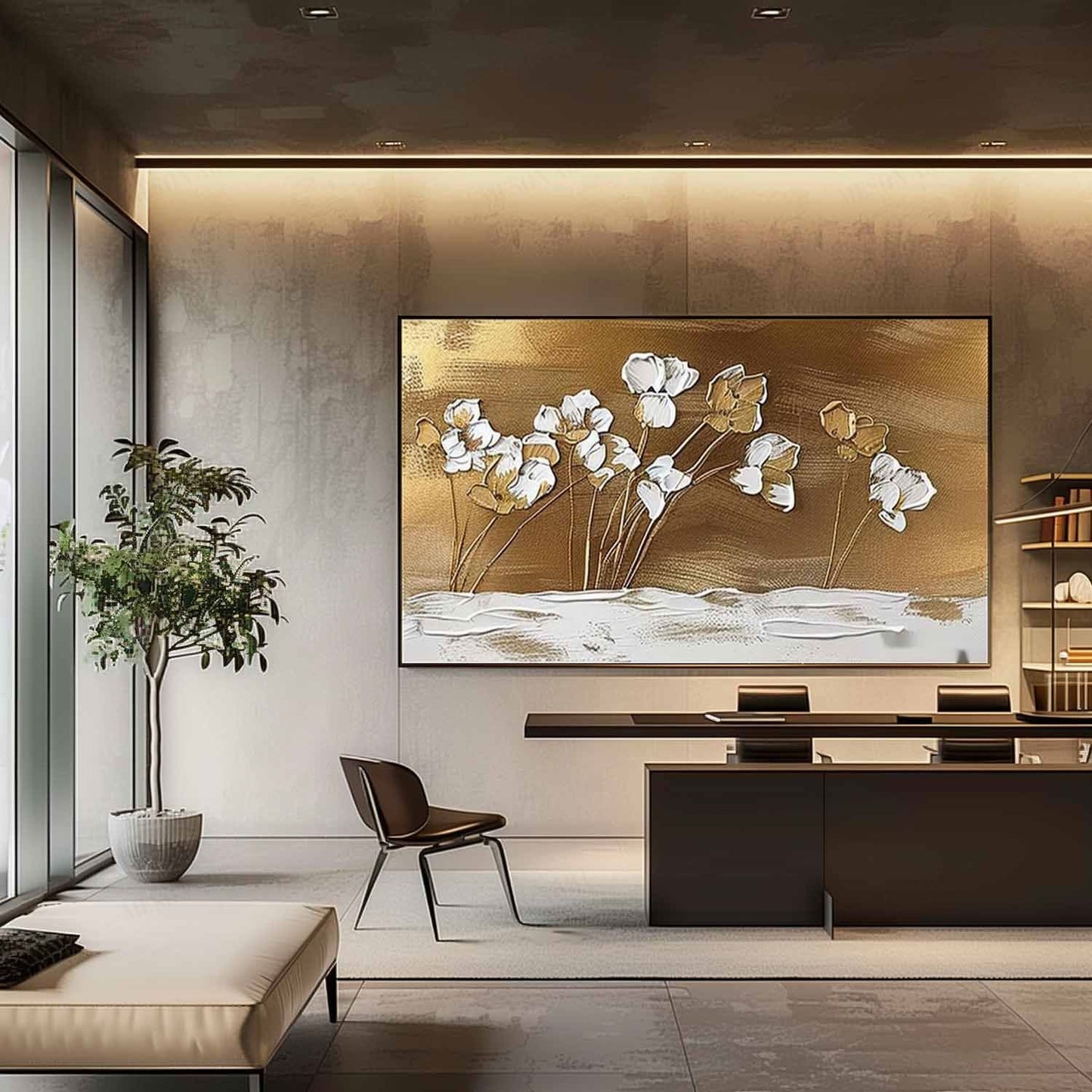 Elegant Floral Texture Oil Painting for Contemporary Home Decor