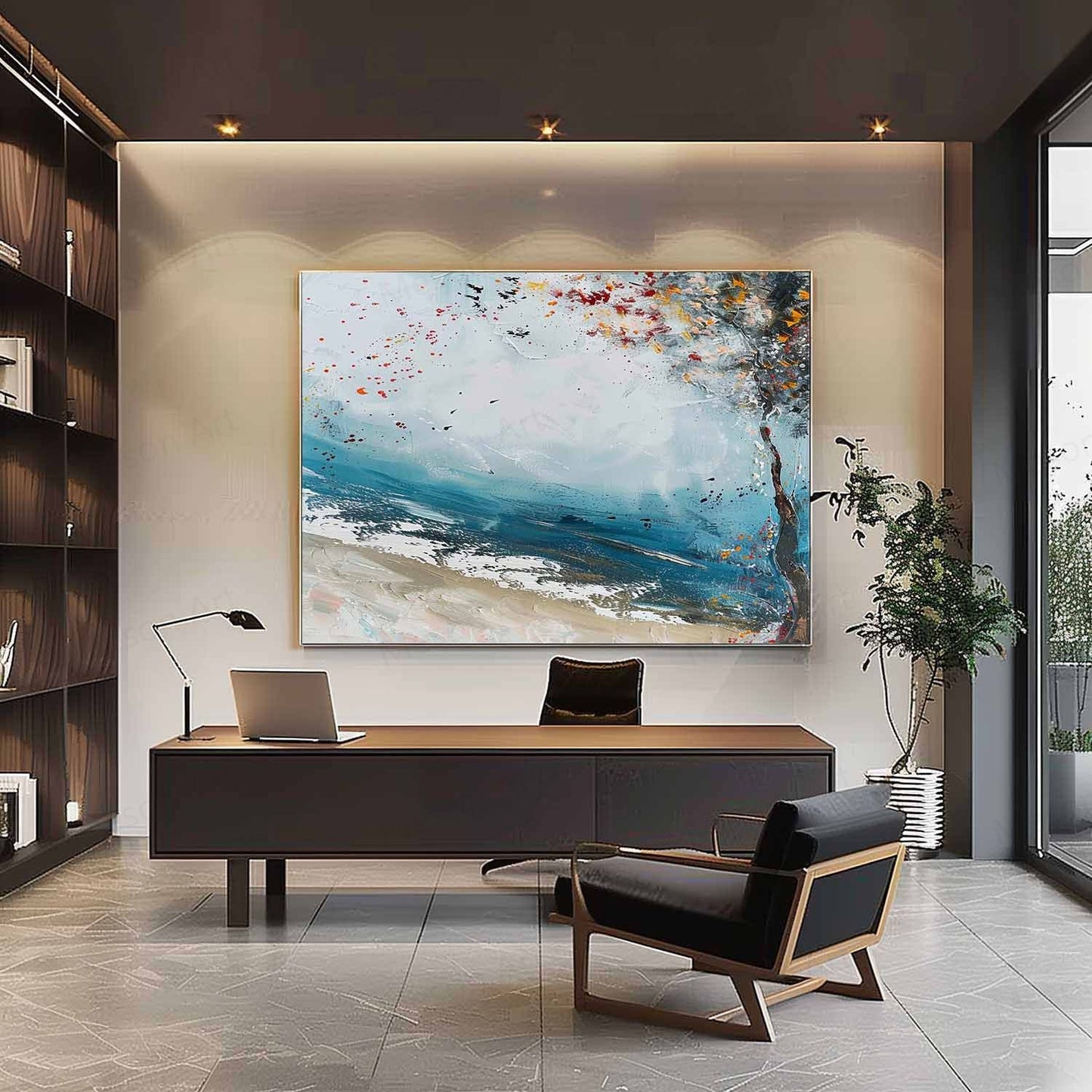 Vibrant Coastal Landscape Oil Painting for Home Decor and Art Collectors