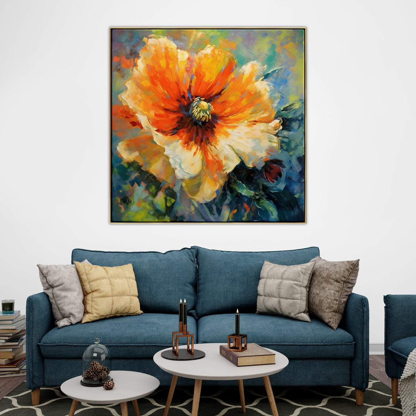 Vibrant Orange Flower Oil Painting for Brightening Any Space