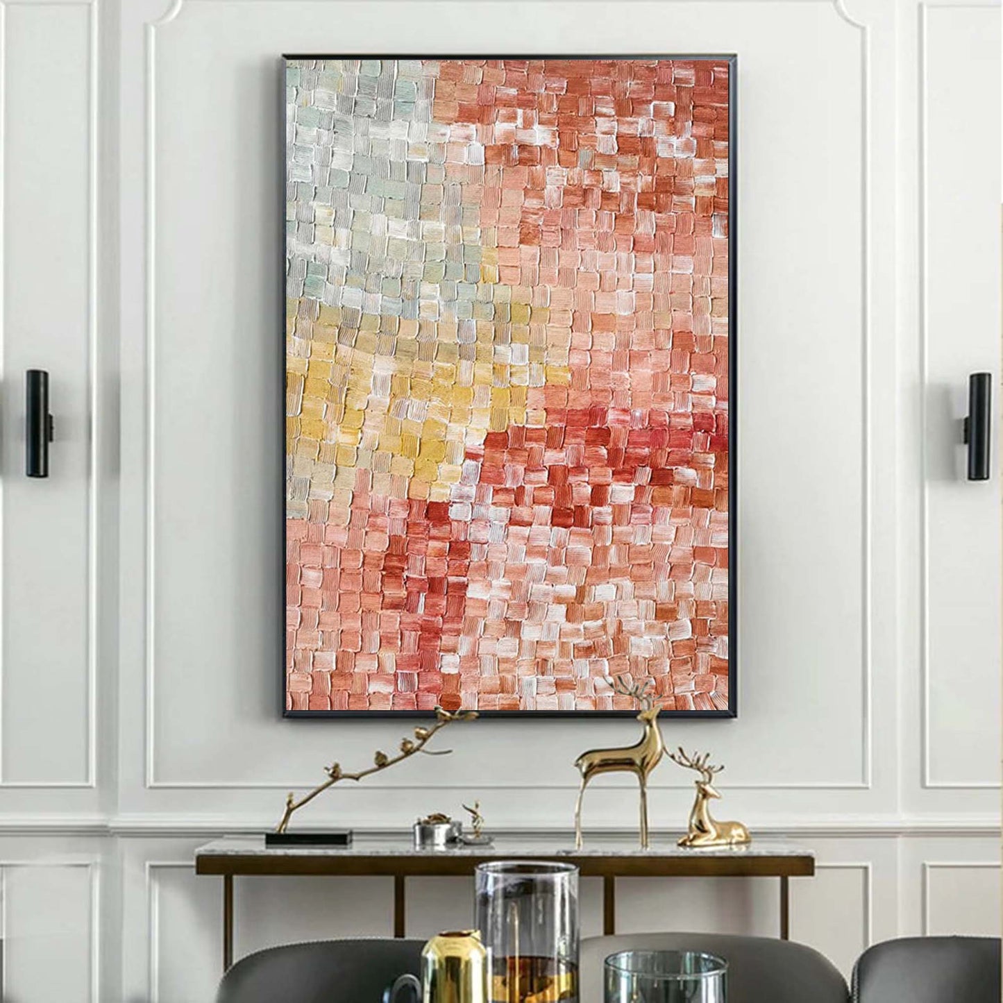 Colorful Abstract Oil Painting for Modern Home Decor and Wall Art