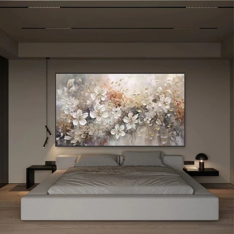 Floral Abstract Oil Painting | Elegant Textured Wall Art for Modern Decor