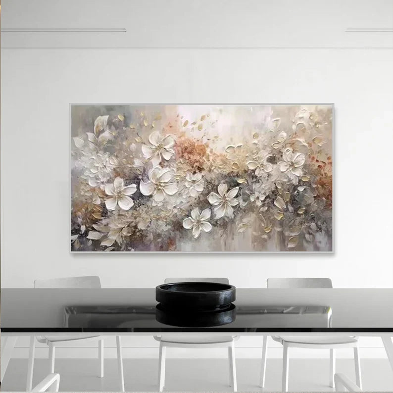 Floral Abstract Oil Painting | Elegant Textured Wall Art for Modern Decor