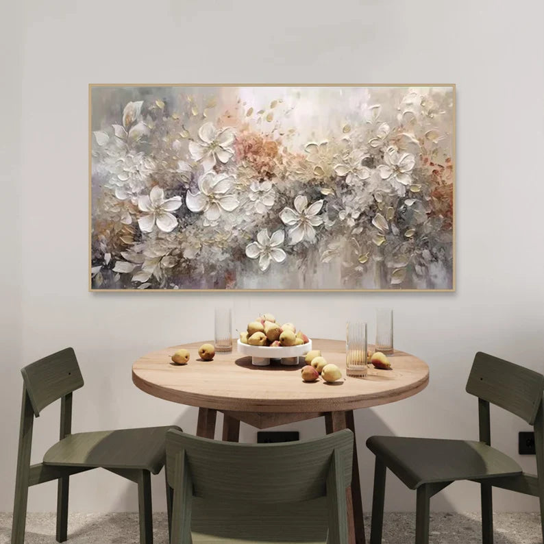 Floral Abstract Oil Painting | Elegant Textured Wall Art for Modern Decor
