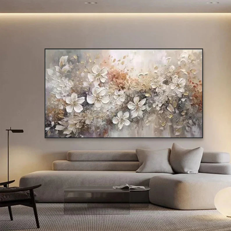 Floral Abstract Oil Painting | Elegant Textured Wall Art for Modern Decor