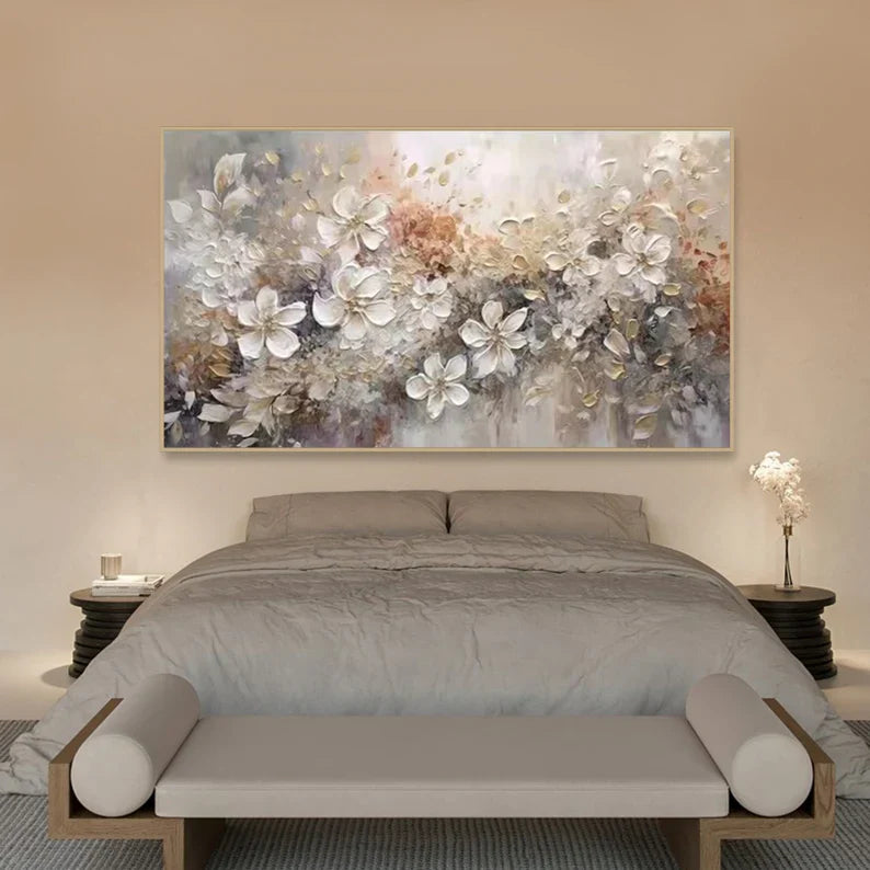 Floral Abstract Oil Painting | Elegant Textured Wall Art for Modern Decor