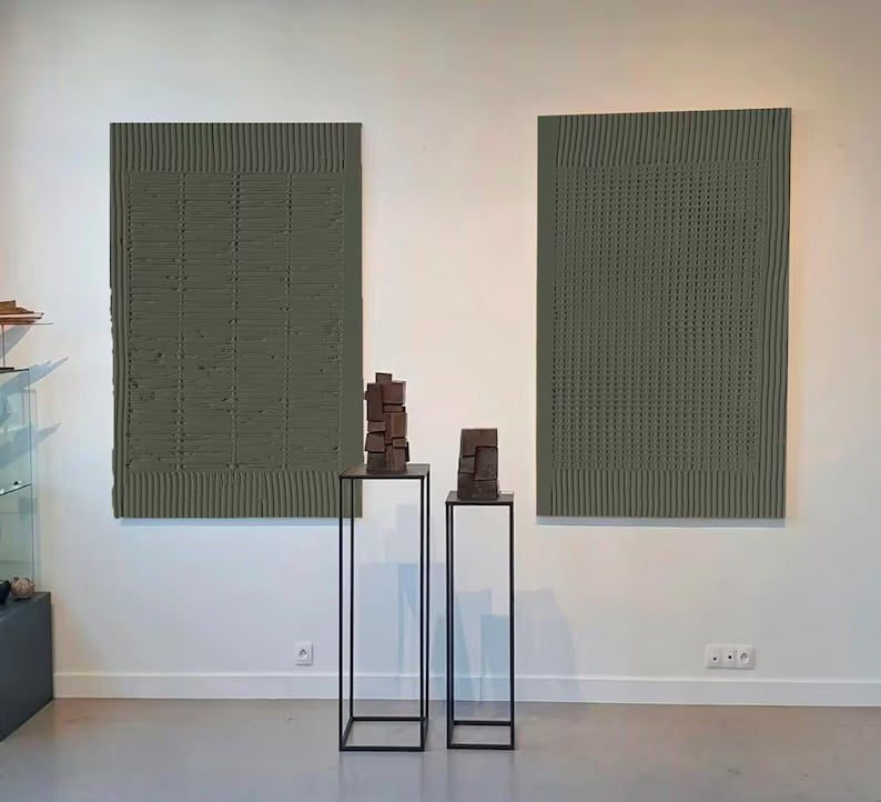 Elegant Green Minimalist Oil Painting for Modern Living Room Decor