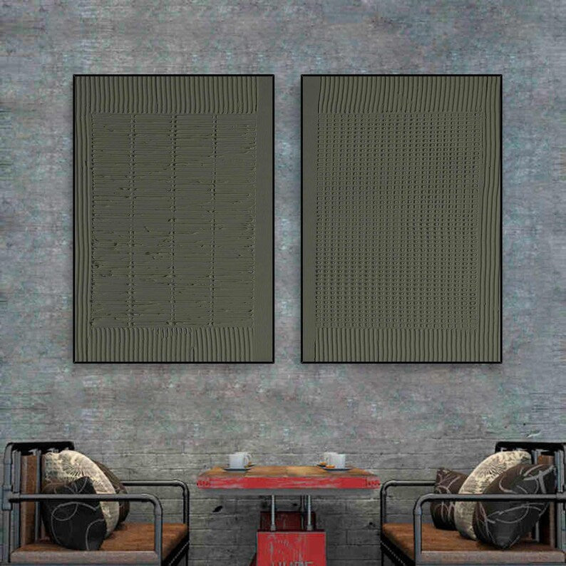 Elegant Green Minimalist Oil Painting for Modern Living Room Decor
