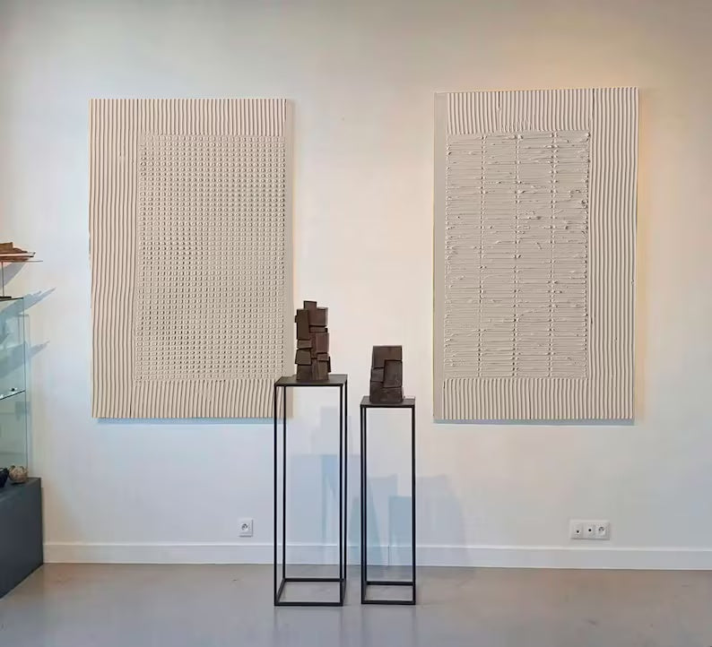Elegant Beige Minimalist Oil Painting for Modern Living Room Décor