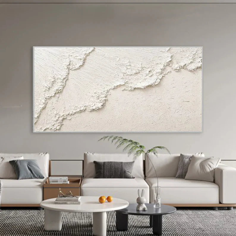 Textured White Minimalist Wall Art for Contemporary Home Decor