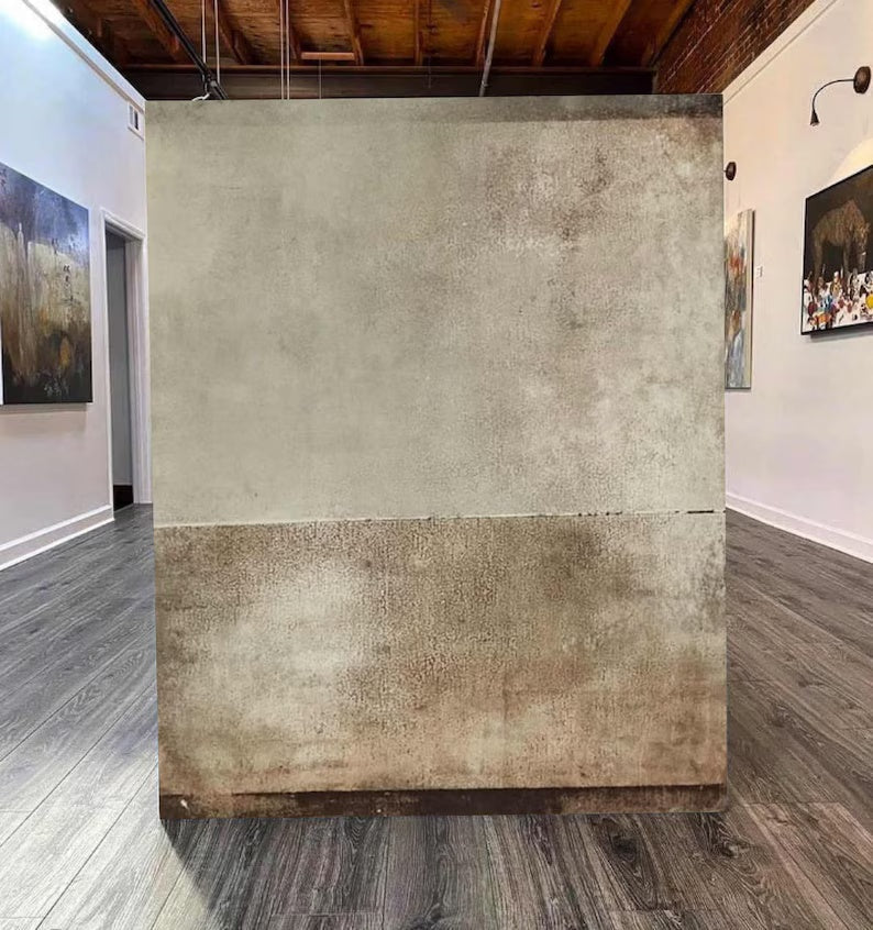 Neutral Toned Wabi-Sabi Oil Painting for Minimalist Home Decor