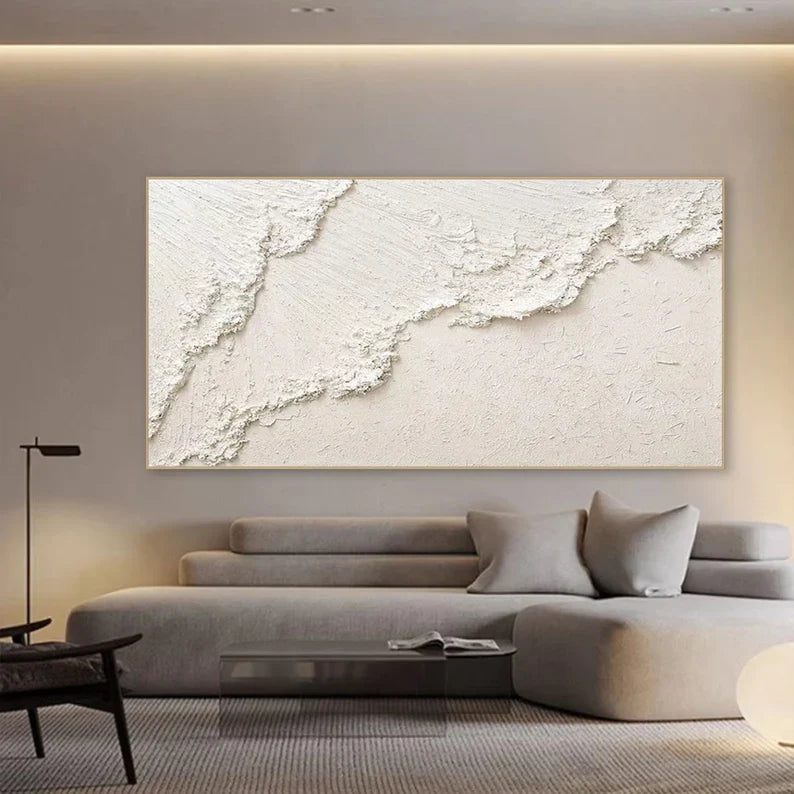 Textured White Minimalist Wall Art for Contemporary Home Decor