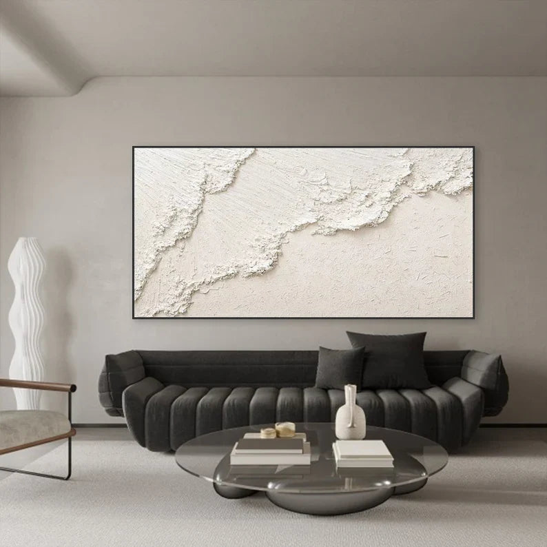 Textured White Minimalist Wall Art for Contemporary Home Decor