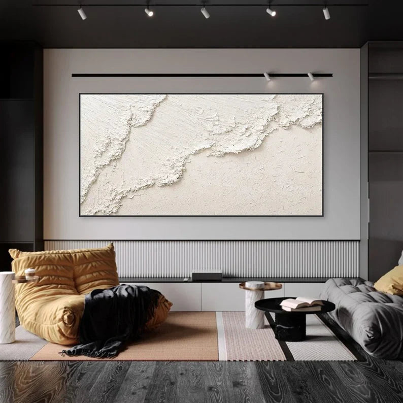 Textured White Minimalist Wall Art for Contemporary Home Decor