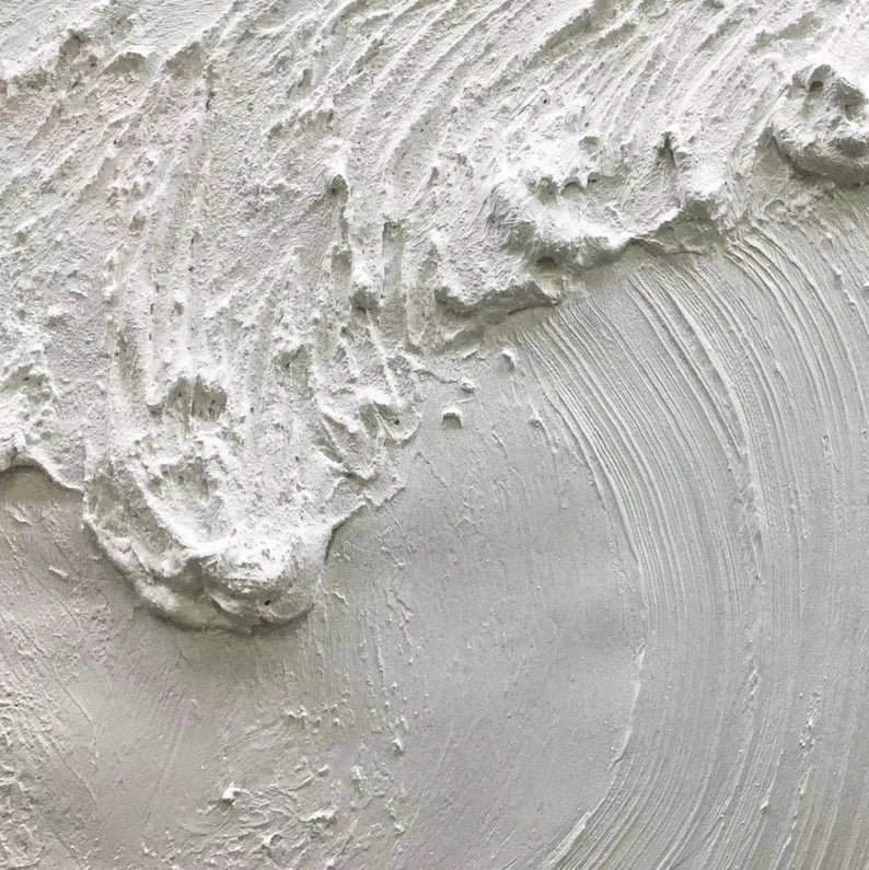 Abstract White Wave Oil Painting for Modern Minimalist Home Decor