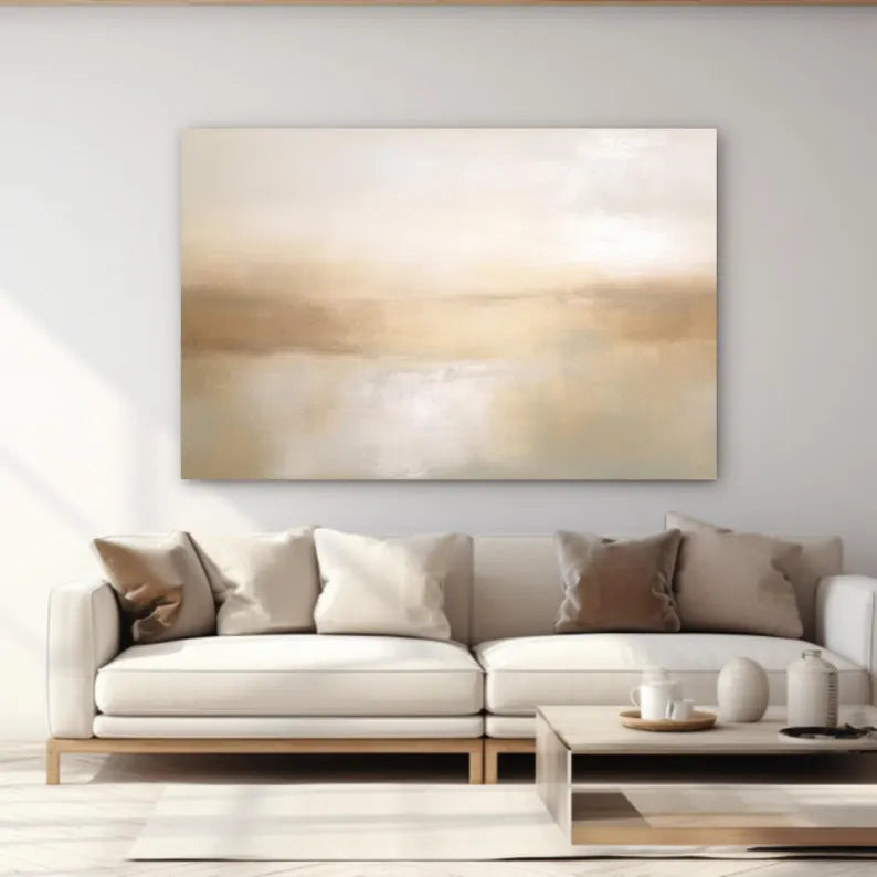Elegant Beige 3D Minimalist Oil Painting for Modern Home Decor