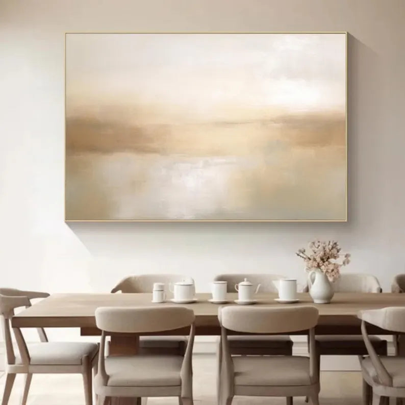 Elegant Beige 3D Minimalist Oil Painting for Modern Home Decor