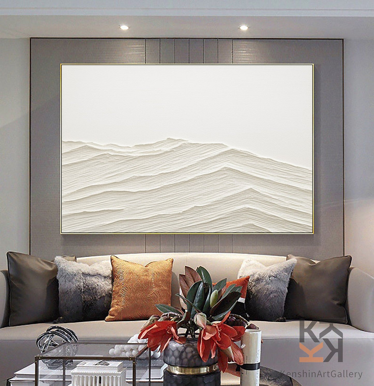 Tranquil Waves in Soft Tones | Elegant Oil Painting for Serene Home Decor