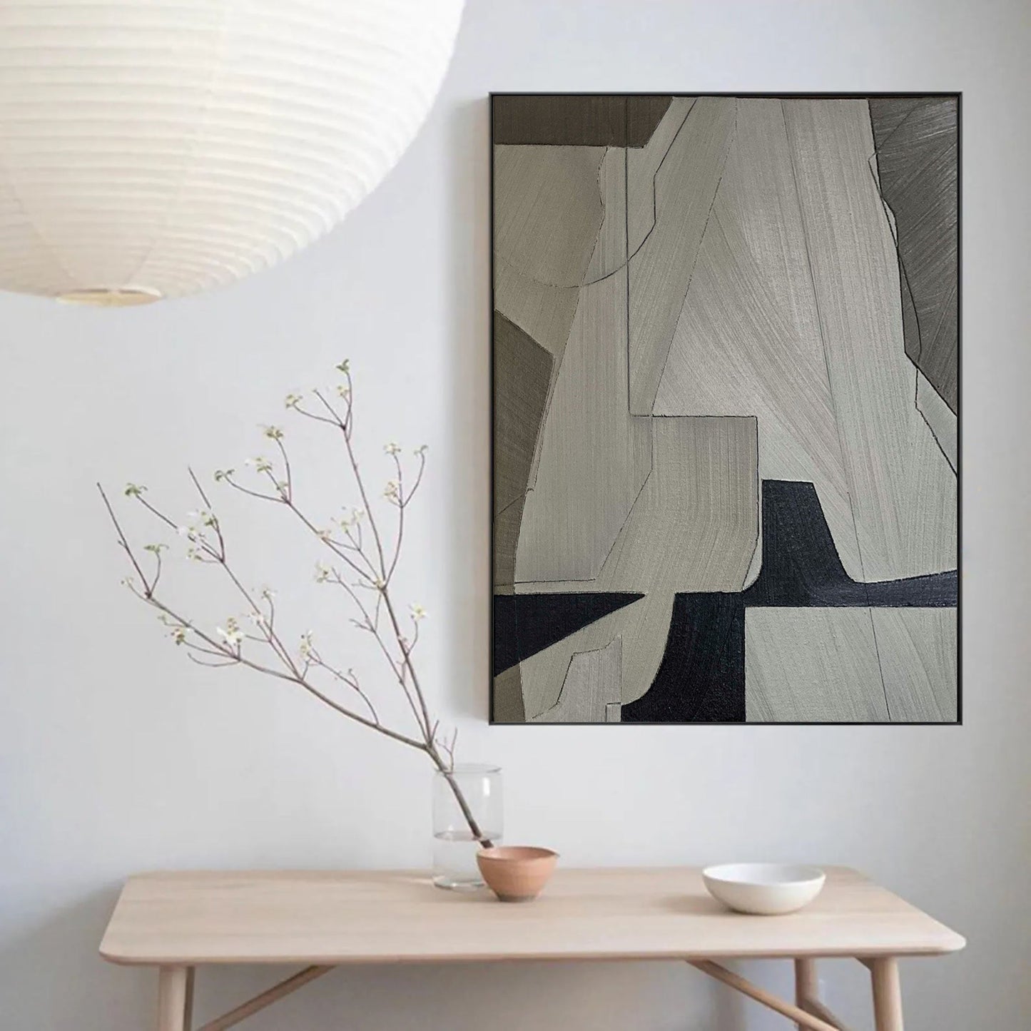 Elegant Grey Abstract Oil Painting for Modern Minimalist Home Decor