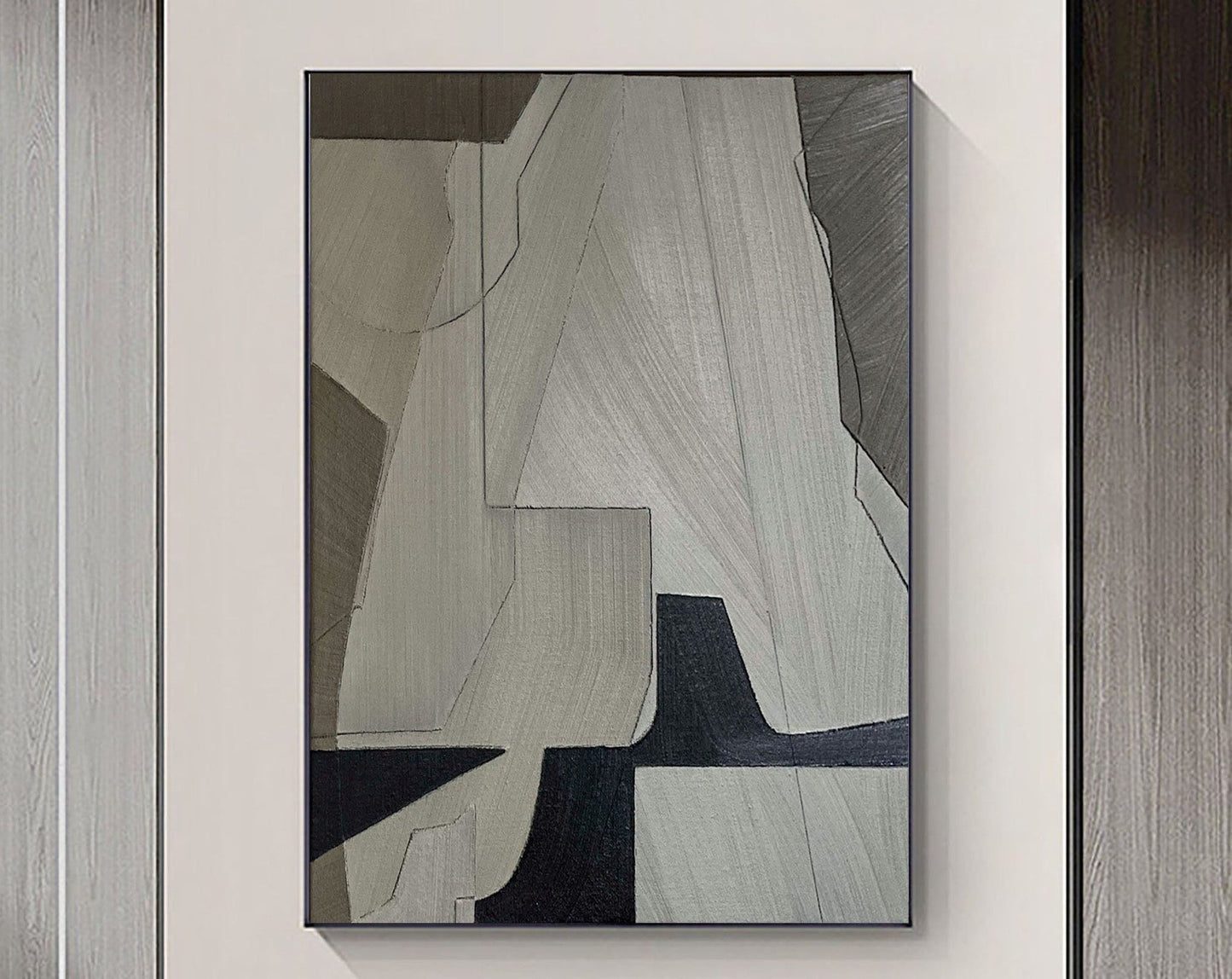 Elegant Grey Abstract Oil Painting for Modern Minimalist Home Decor