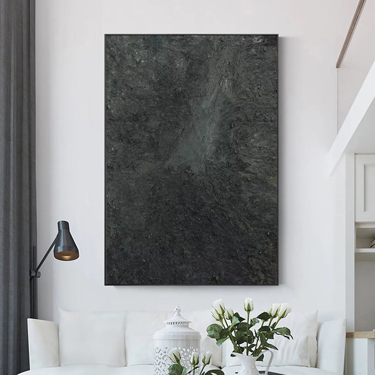 Contemporary Black and White Abstract Oil Painting for Modern Home Decor