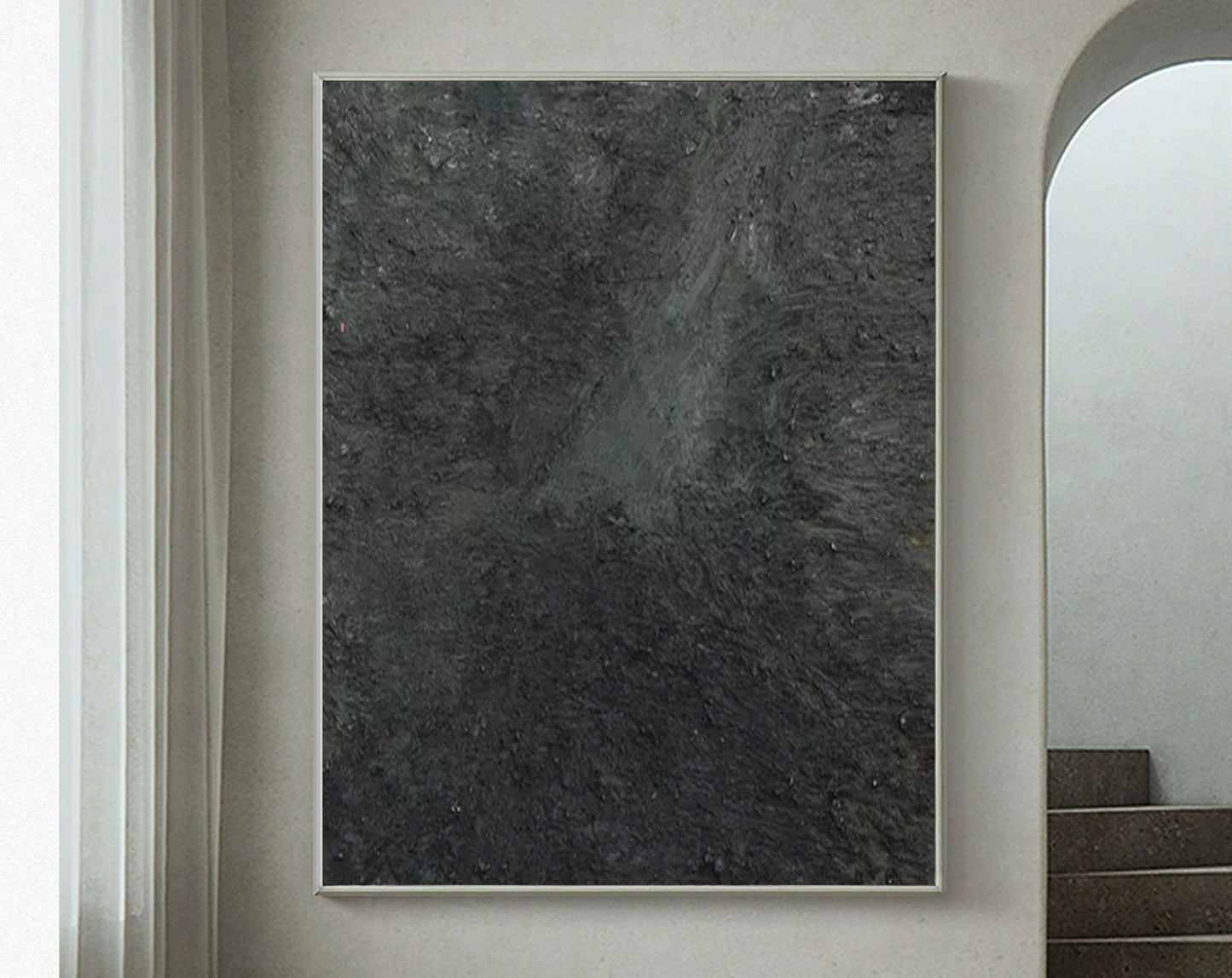 Contemporary Black and White Abstract Oil Painting for Modern Home Decor