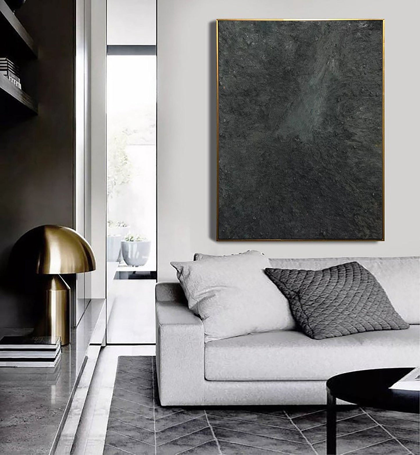 Contemporary Black and White Abstract Oil Painting for Modern Home Decor