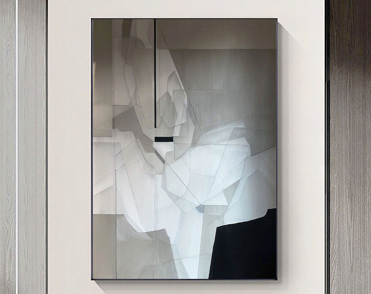 Contemporary Grey Abstract Oil Painting for Modern Home Decor