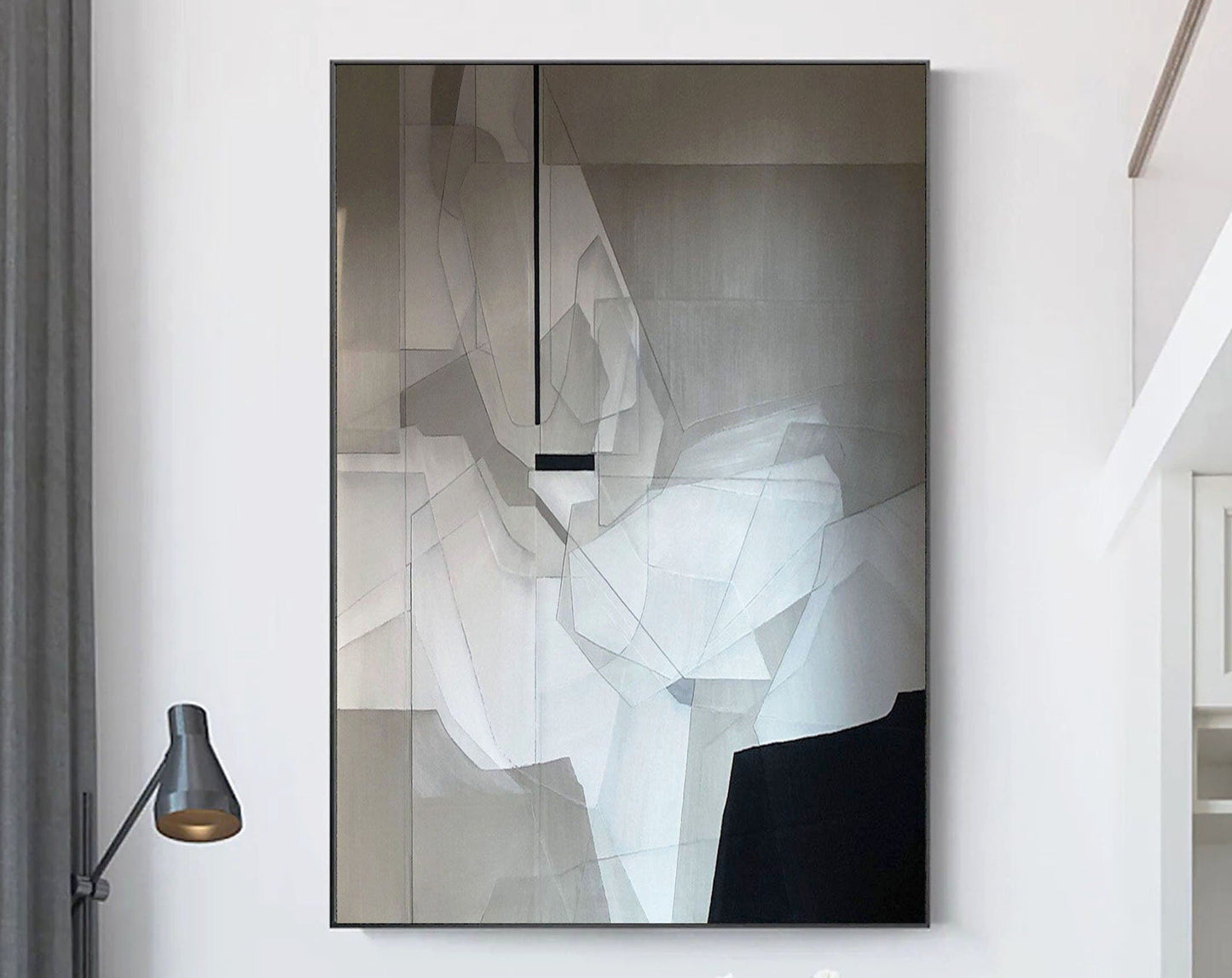 Contemporary Grey Abstract Oil Painting for Modern Home Decor