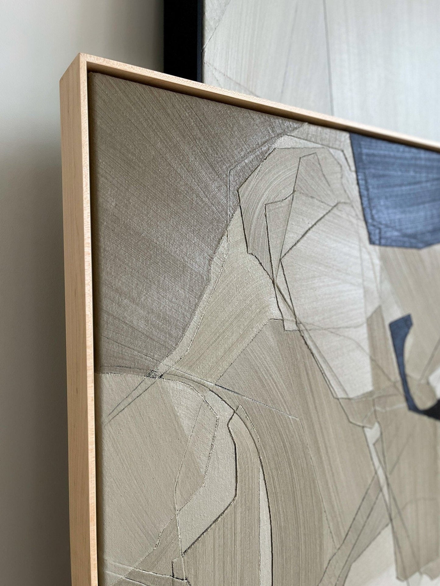 Contemporary Grey Minimalist Oil Painting for Modern Home Decor